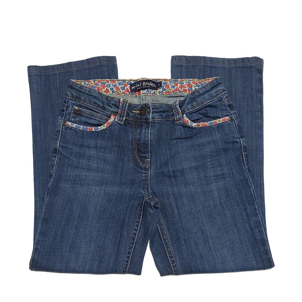 Mini Boden 5-pocket cotton stretch boot cut dark wash jeans